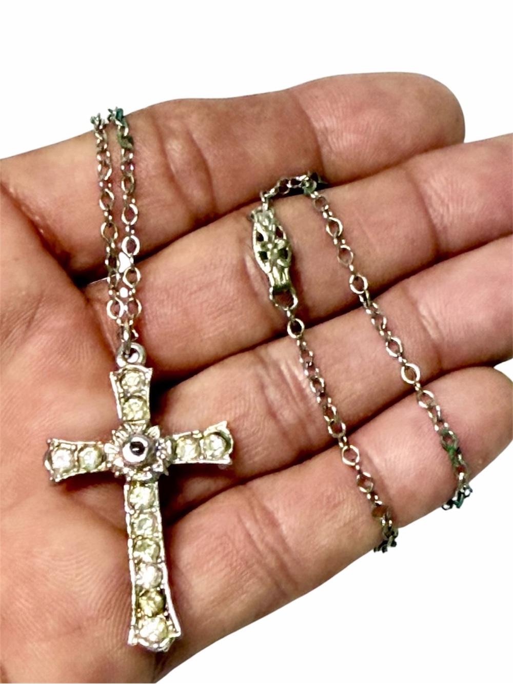Vintage Stanhope 50’s Lords Prayer Cross Pendant Necklace Micro Photo